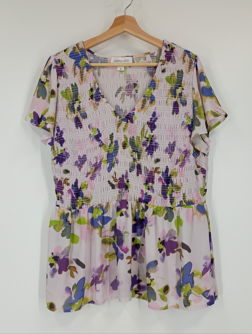 Addition Elle Smocked Printed Blouse